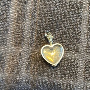Memorial Galley Victorian Glass Heart Locket - 18” Sterling Silver